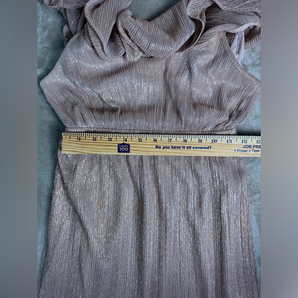 Show Me Your MuMu Caitlin Ruffle Maxi Dress Womens Small Pink Sparkle Chiffon - Picture 13 of 15